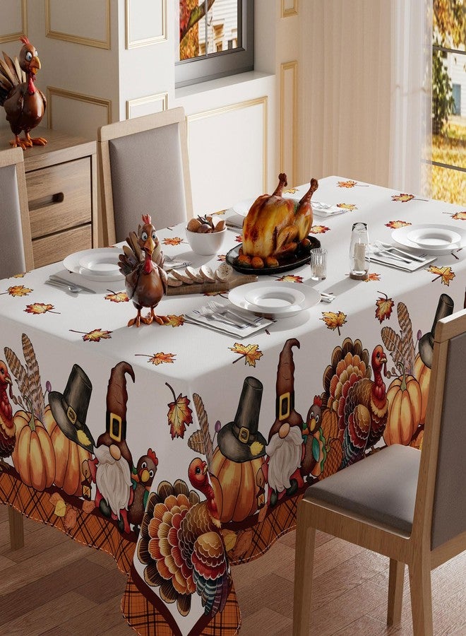 XCHI Turkey Gnomes Thanksgiving Fall Tablecloth Rectangle Washable Table Covers for Indoor Outdoor Dining Home Party Decorations Table Cloth 60x84 Inch - Image 1